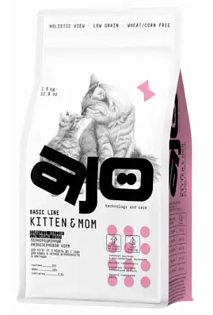 Купить ajo basic line kitten & mom Сухой корм для котят, беременных и кормящих кошек с индейкой