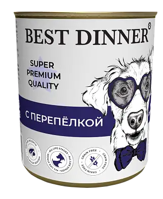 Best Dinner Super Premium Мясные деликатесы консервы для собак и щенков с перепелкой